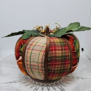 Plaid Fabric Pumpkin Decoration